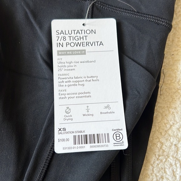 NWT Athleta Salutation 7/8 Tight (XS)- Black / blue - Picture 3 of 4